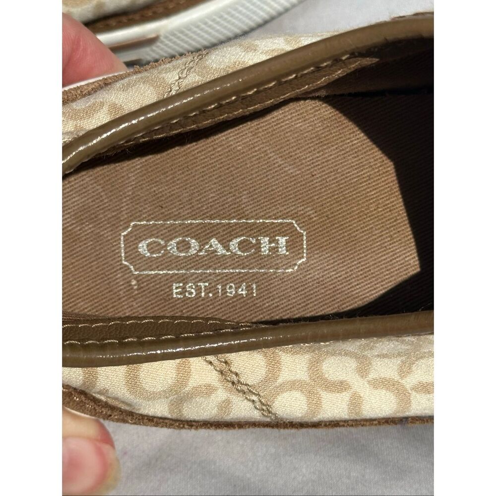 Coach Signature Canvas Sneakers Brown Tan Lace Up Low Top Casual Shoes Women’s 7 - Picture 8 of 12